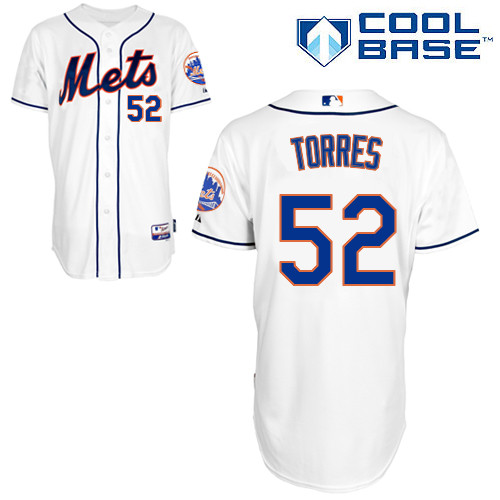Carlos Torres #52 Youth Baseball Jersey-New York Mets Authentic Alternate 2 White Cool Base MLB Jersey